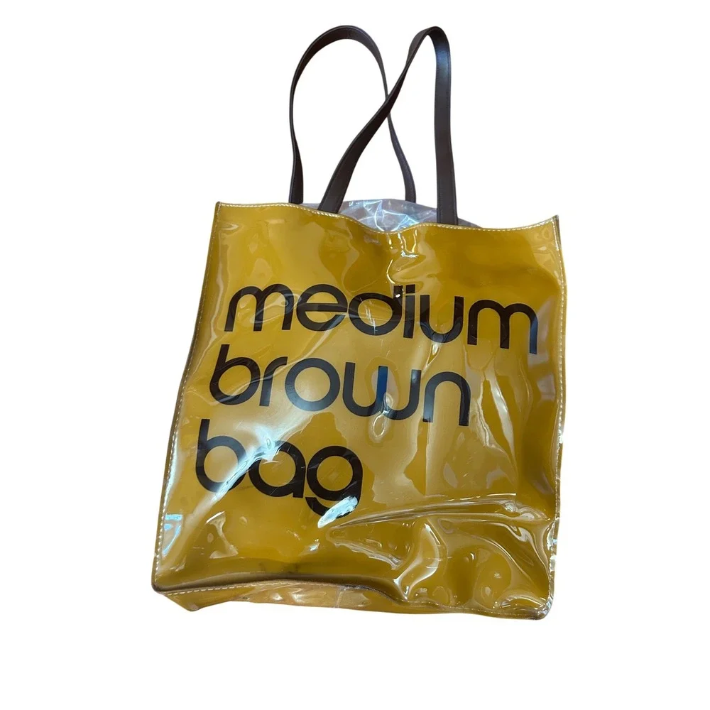 Bloomingdales Medium Brown Bag Tote Shopper‎ PVC Clear Vinyl Tote Bag